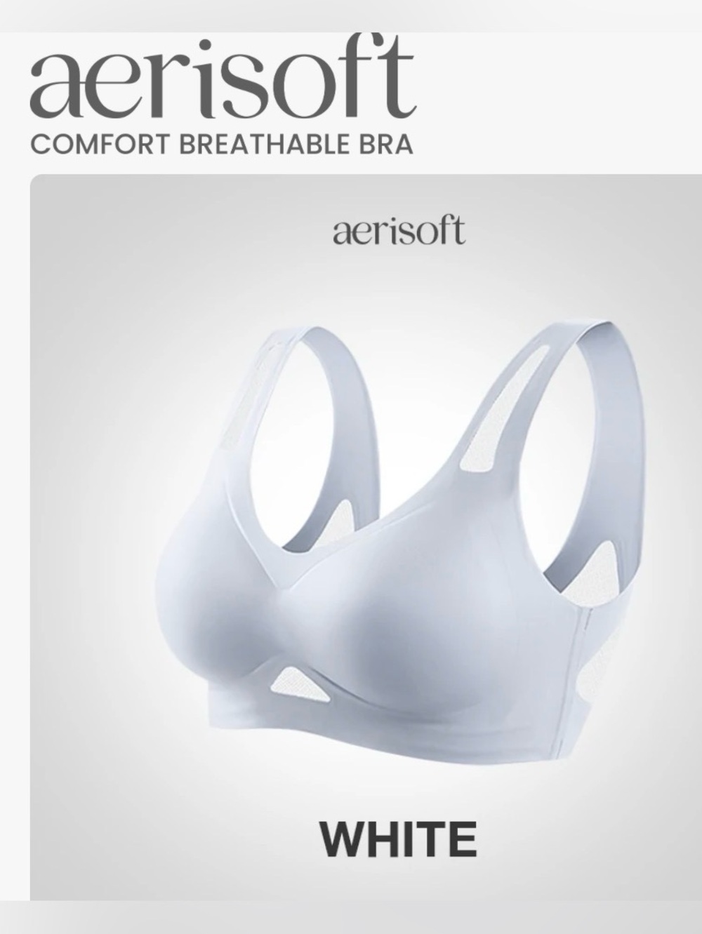 AerisSoft, NWT, Ultimate Breathable Comfort Bra in white, Size 2XL
